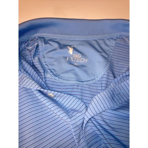 F&G Tech Men Golf Shirt XL Blue Stripe 94% Polyester with Shell Houston Open - Picture 2 of 9